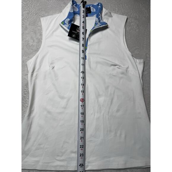 Sailor-Sailor Britt Sleeveless Tennis Top White Tennis Life Blue SZ S UPF 50+ NW - Picture 6 of 12